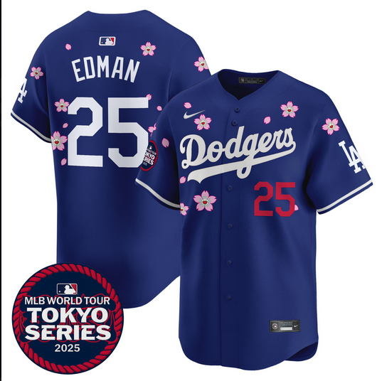 Men Los Angeles Dodgers 25 Edman Tokyo Series 2025 blue Limited Stitched Jersey